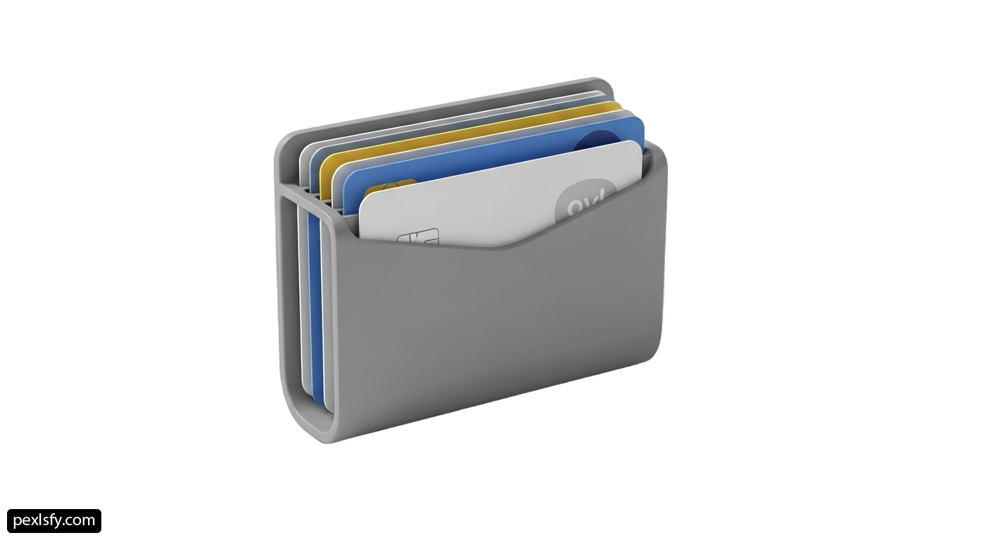 Gray folder with a bunch of cards in it png transparent background