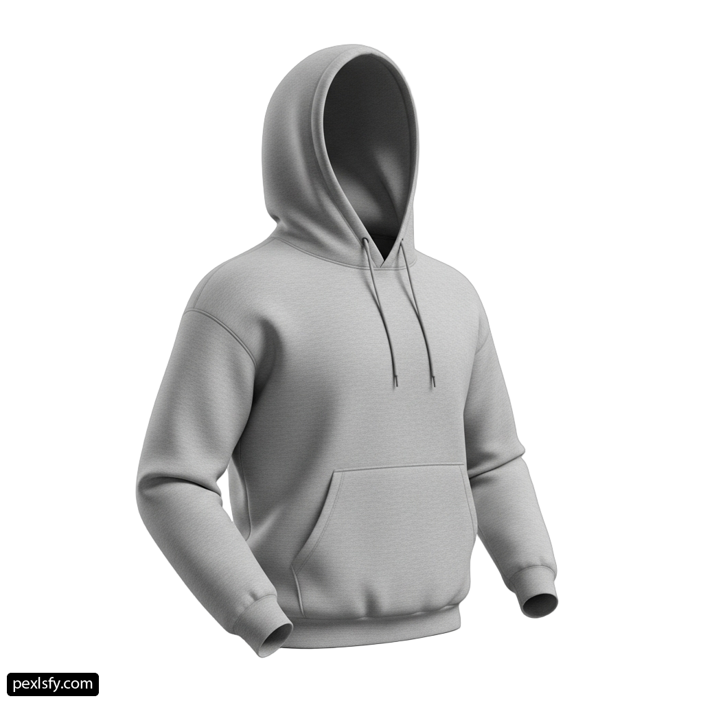 Gray hooded sweatshirt with a white background png transparent background