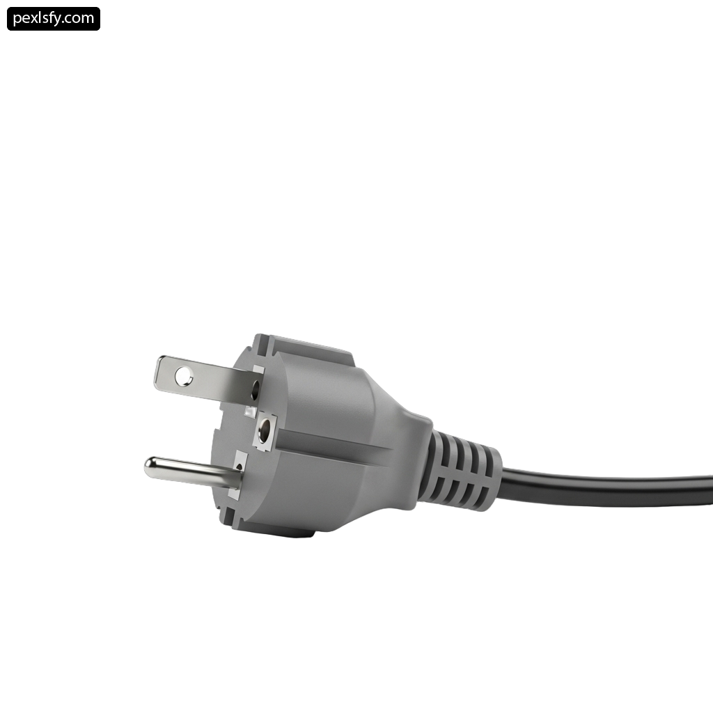 Gray power cord with a plug attached to it png transparent background