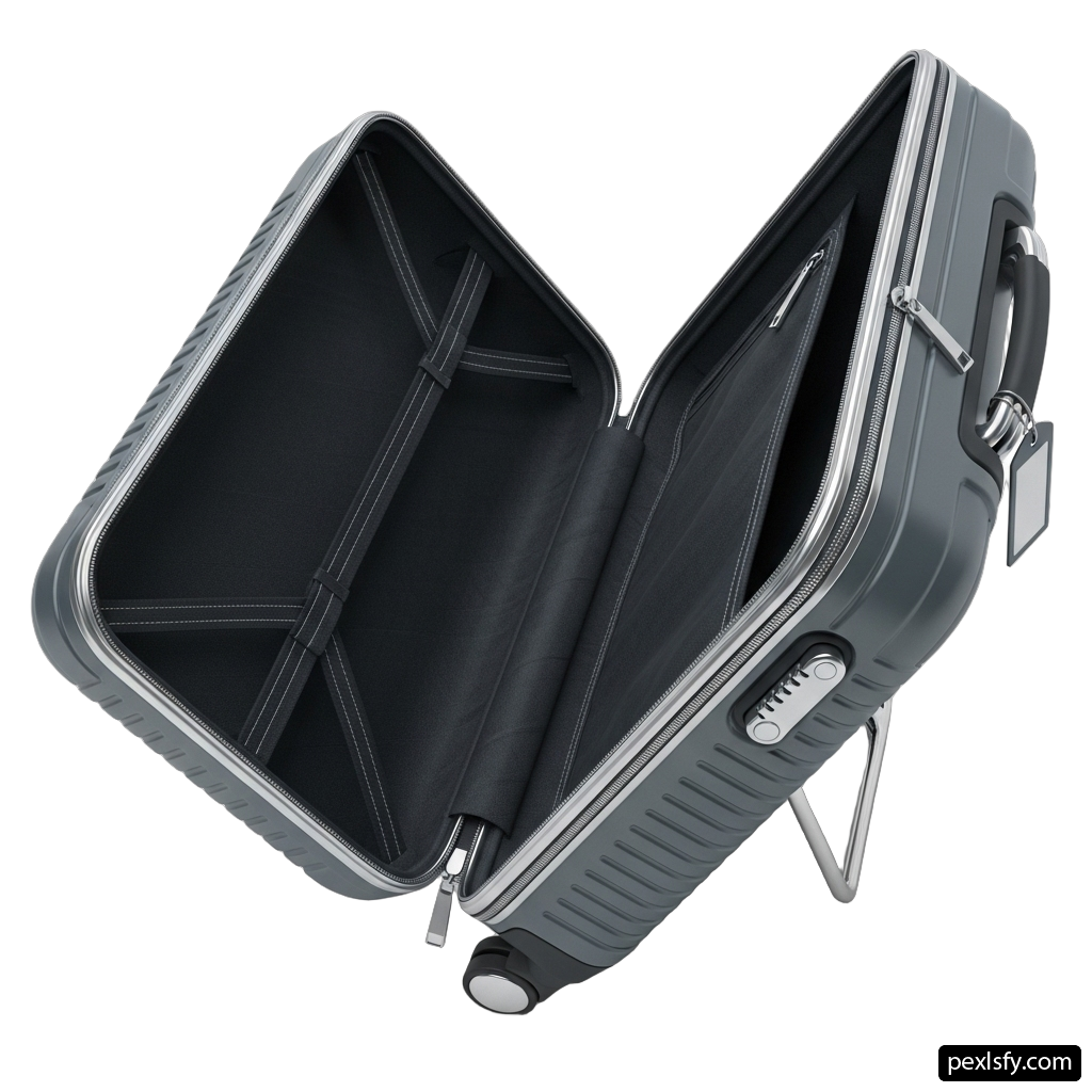 Gray suitcase with a black handle on a white background png transparent background