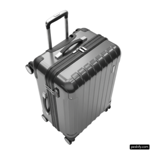 Gray suitcase with a handle on a white background png transparent background