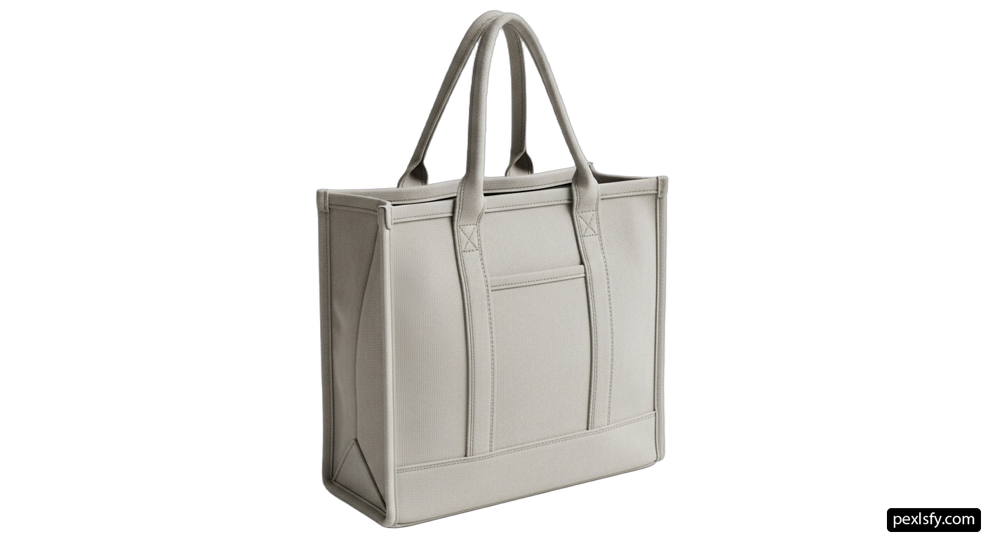 Gray tote bag on a white background png transparent background