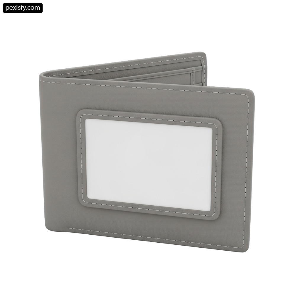 Gray wallet with a white card holder png transparent background