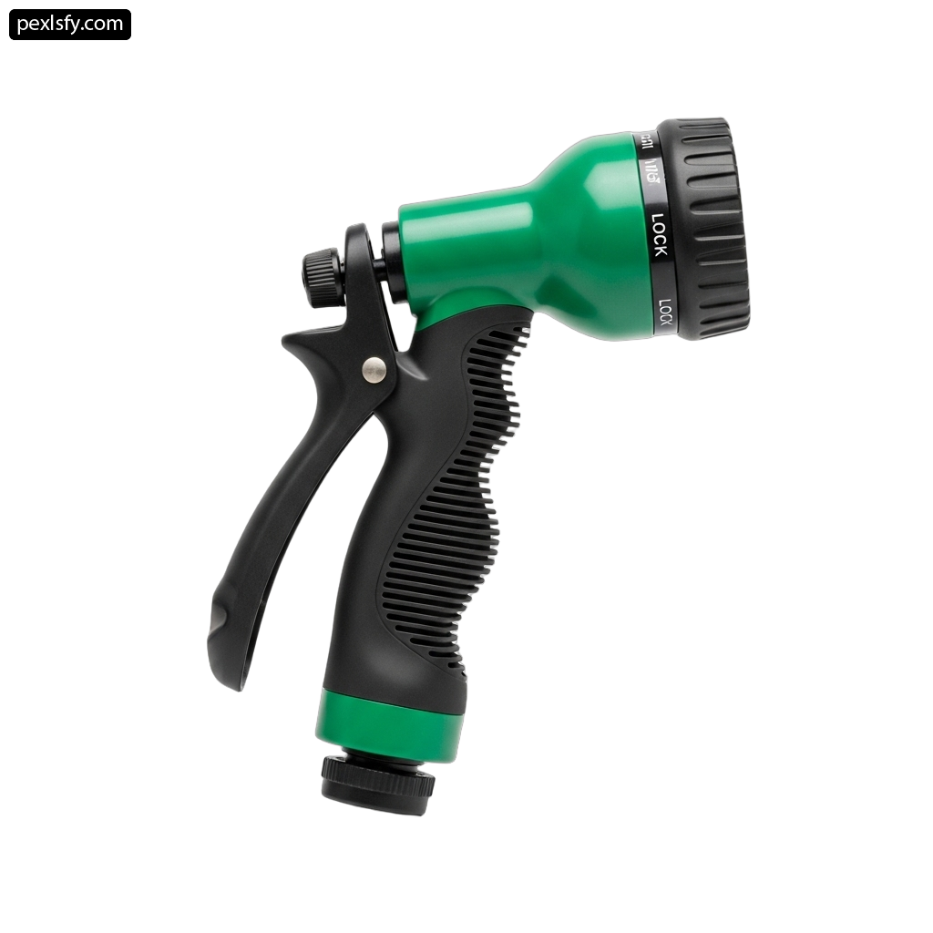Green and black spray gun on a white background png transparent background