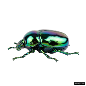 Green beetle on a white background png transparent background