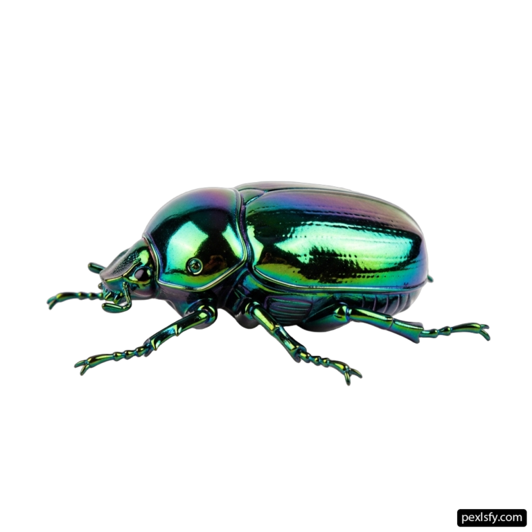 Green beetle on a white background png transparent background