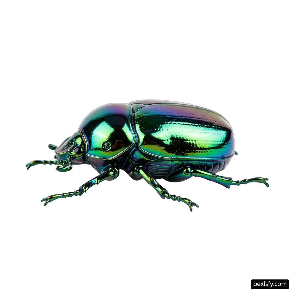 Green beetle on a white background png transparent background