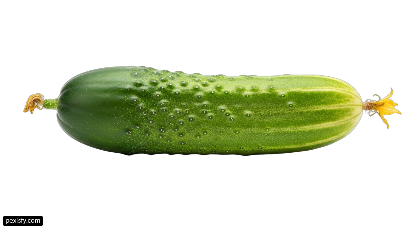 Green cucumber with water droplets on it png transparent background