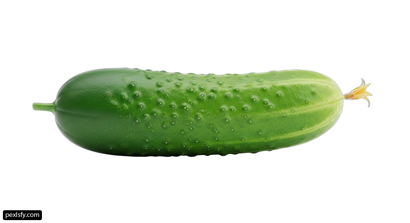 Green cucumber with water droplets on it png transparent background