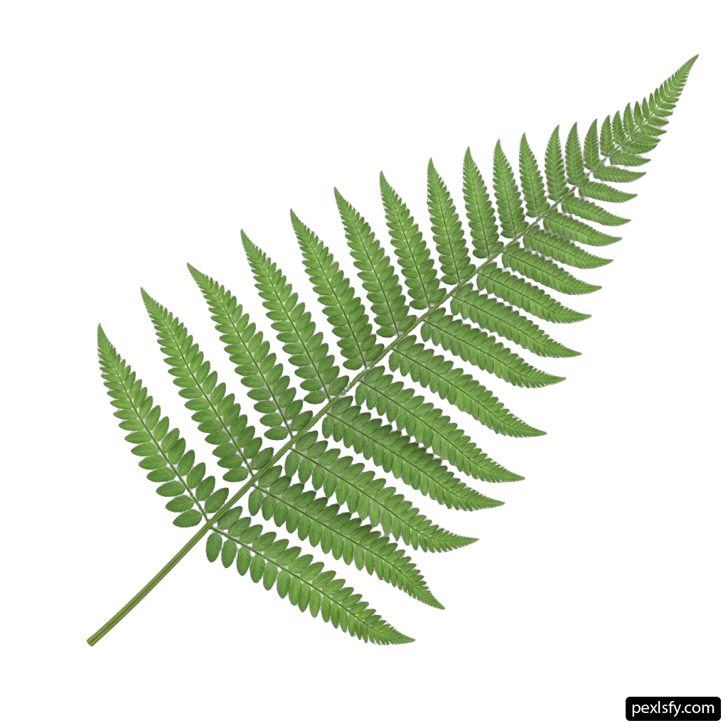 Green fern leaf on a white background png transparent background