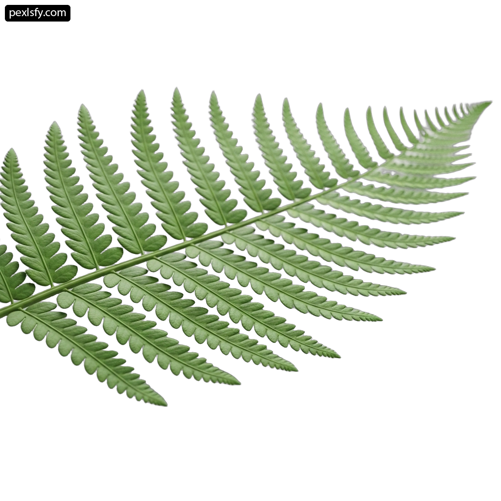 Green fern leaf on a white background png transparent background