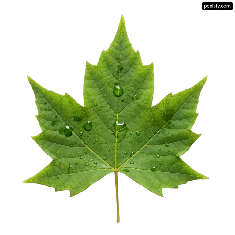 Green leaf with water droplets on it png transparent background