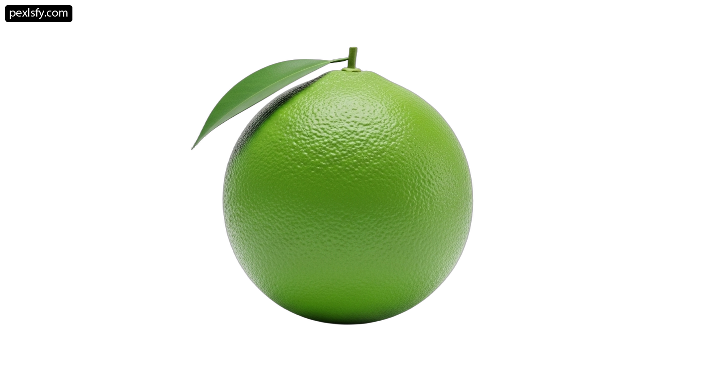 Green mango with a leaf on top of it png transparent background