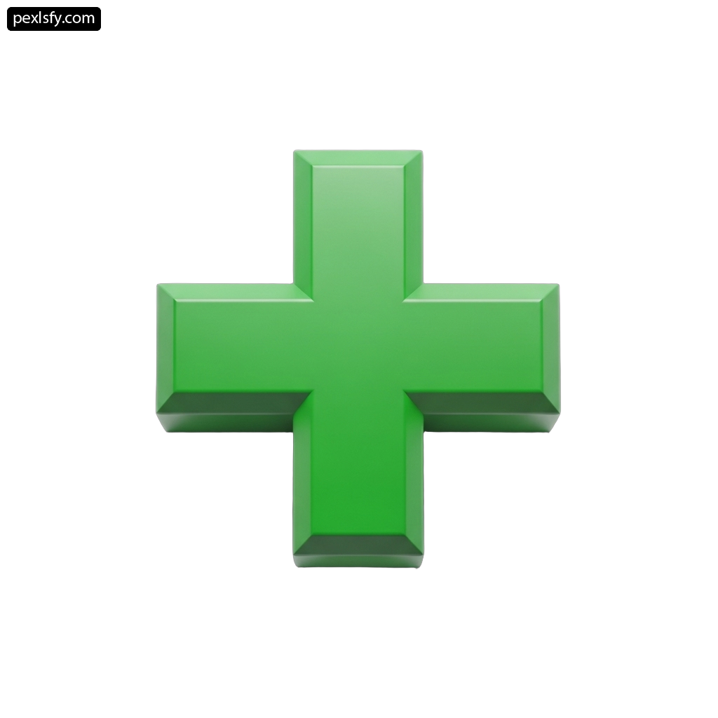 Green plus sign on a white background png transparent background