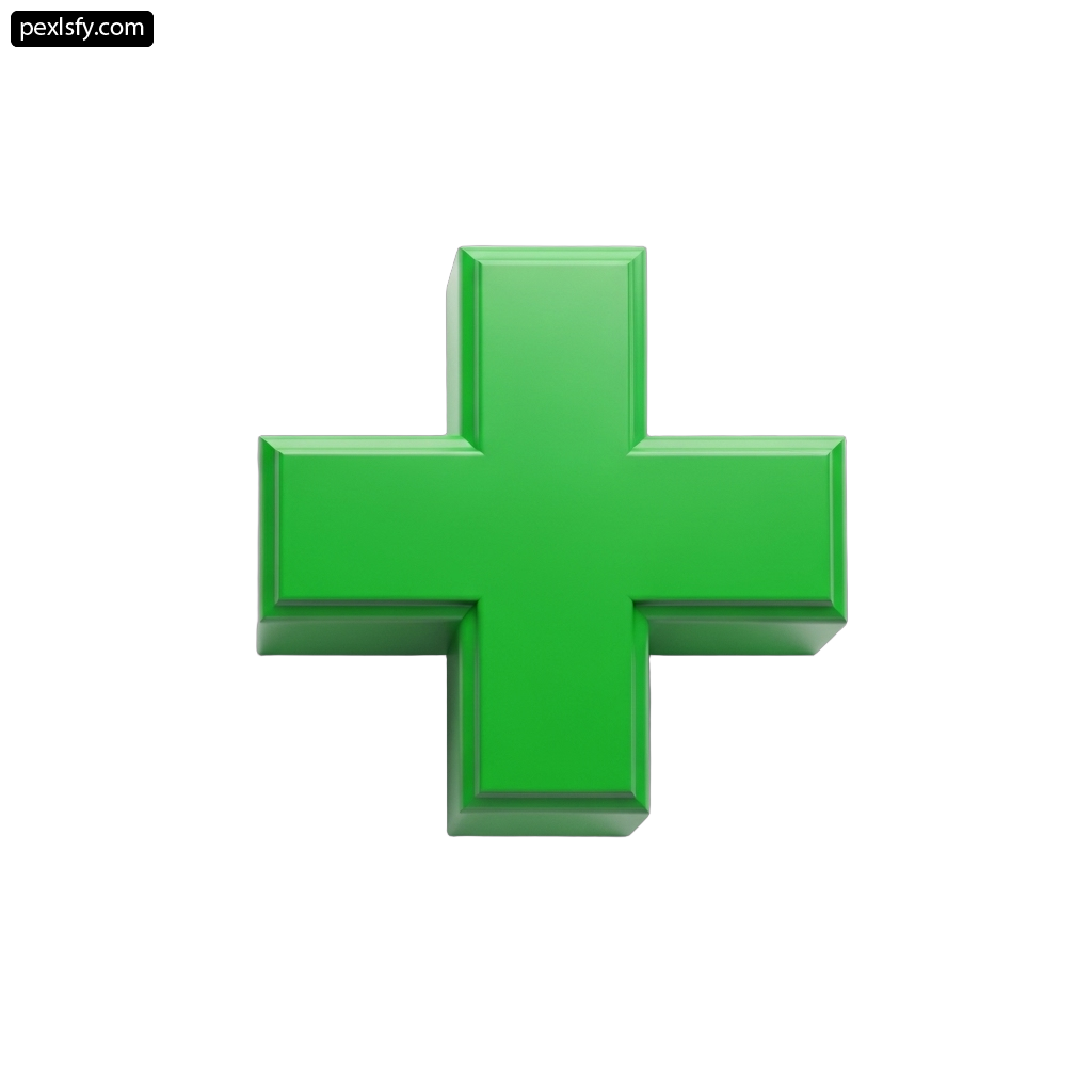 Green plus sign on a white background png transparent background