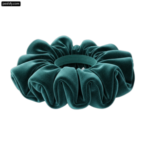 Green scrunchy hair tie on a white background png transparent background