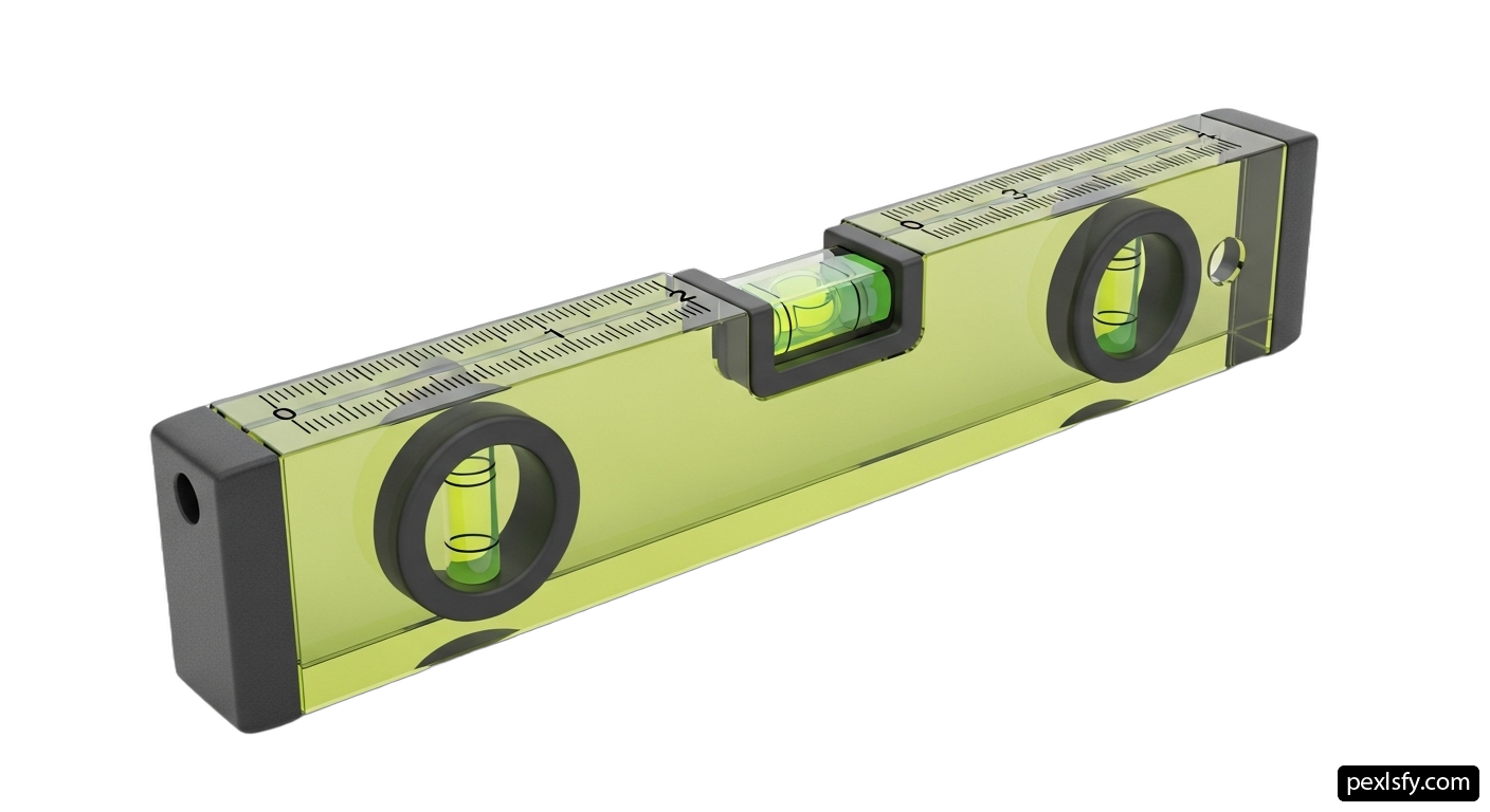 Green spirit level on a white background png transparent background
