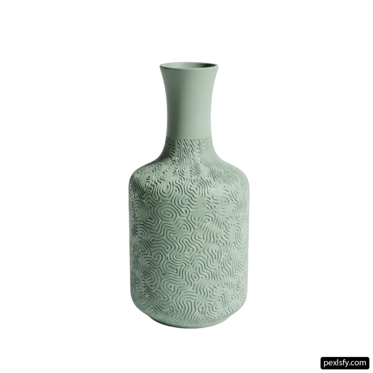 Green vase sitting on top of a white surface png transparent background