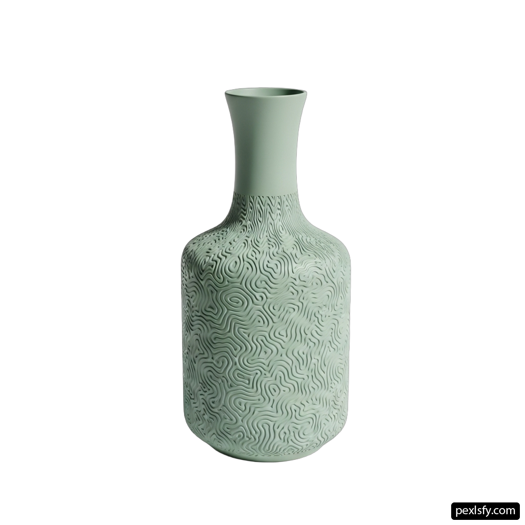 Green vase sitting on top of a white surface png transparent background