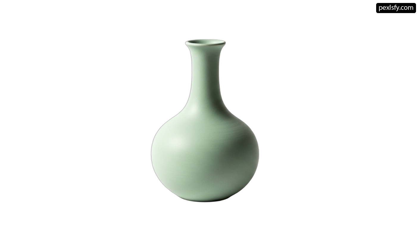 Green vase sitting on top of a white surface png transparent background