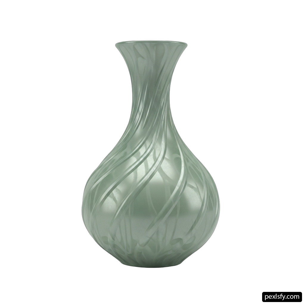 Green vase sitting on top of a white surface png transparent background