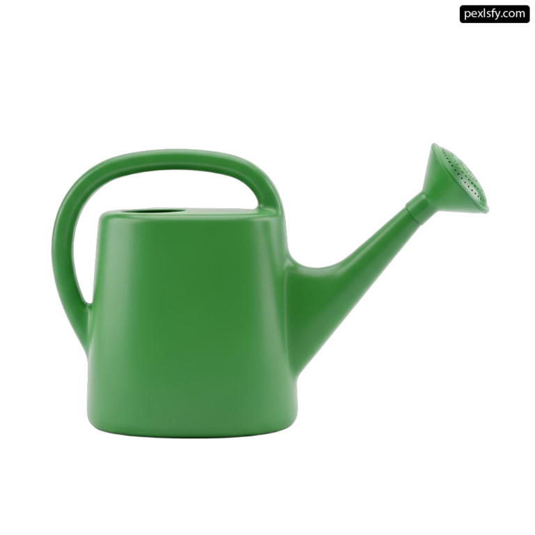 Green watering can on a white background png transparent background