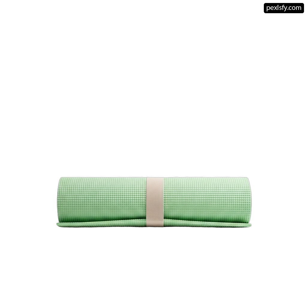 Green yoga mat on a white background png transparent background