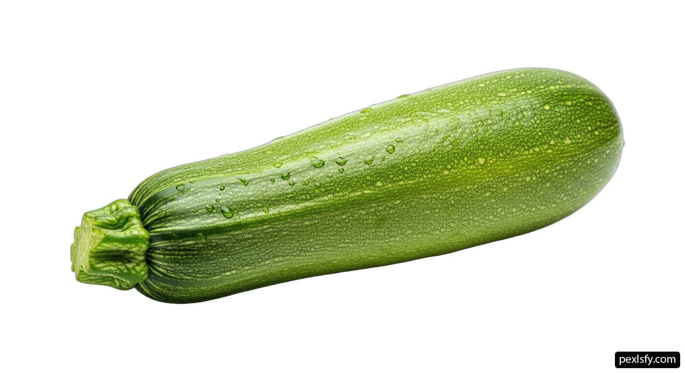 Green zucchini with water droplets on it png transparent background