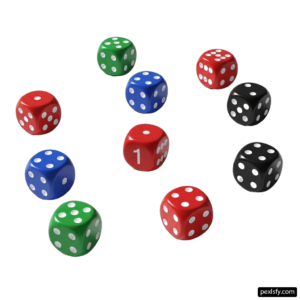 Group of dices with numbers on them png transparent background