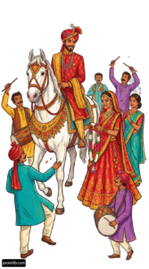 Group of people riding on the back of a white horse png transparent background