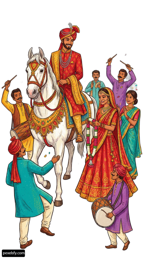 Group of people riding on the back of a white horse png transparent background