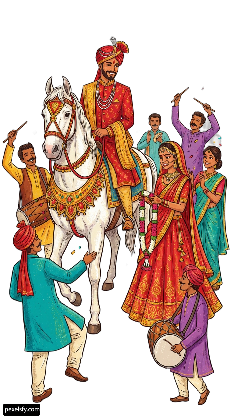 Group of people riding on the back of a white horse png transparent background
