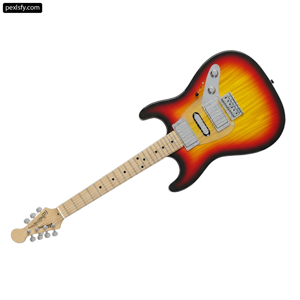 Guitar with a red and yellow sunburst finish png transparent background