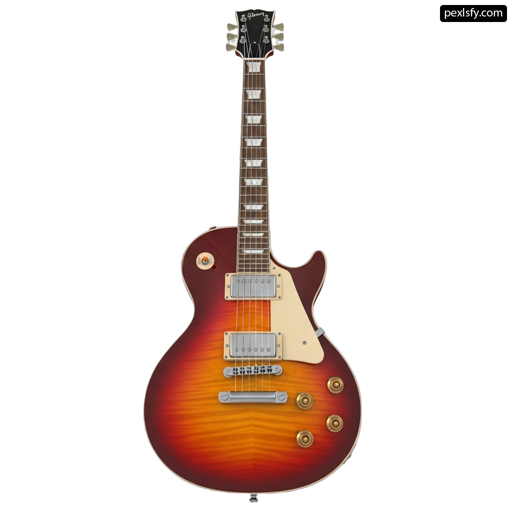 Guitar with a sunburst finish on a white background png transparent background