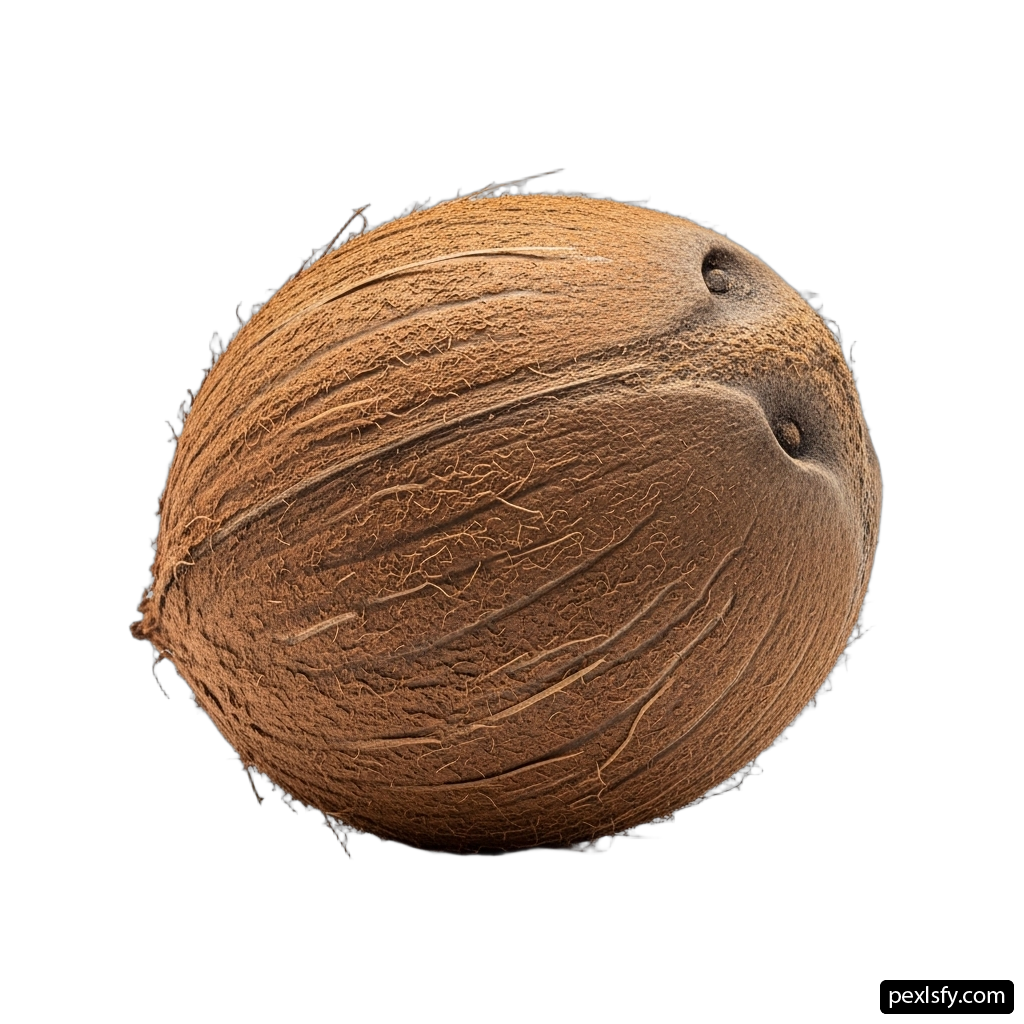 Half of a coconut on a white background png transparent background