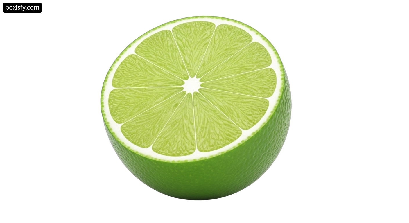 Half of a lime on a white background png transparent background