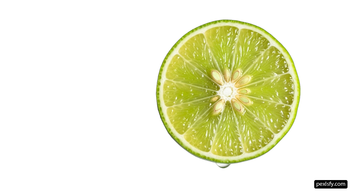 Half of a lime on a white background png transparent background