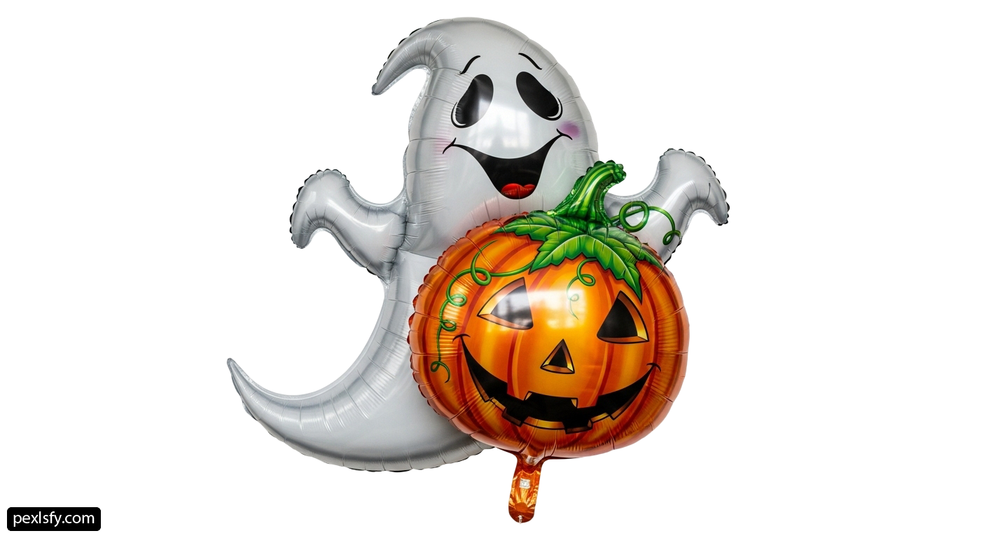Halloween balloon with a ghost and a pumpkin png transparent background