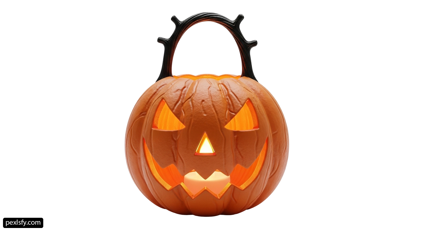 Halloween pumpkin with a jack-o-lantern face on it png transparent background