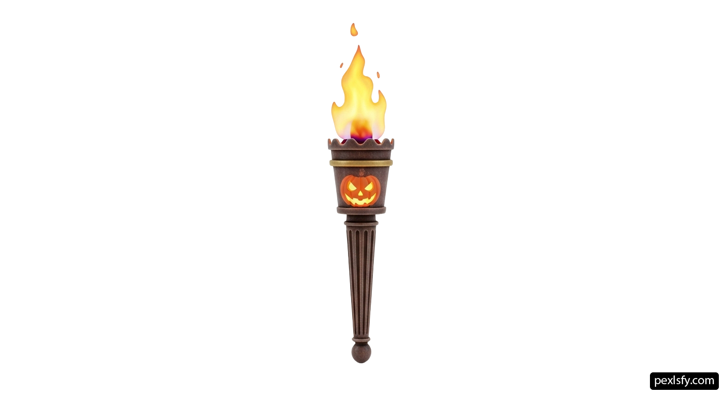 Halloween torch with a jack - o'- lantern on it png transparent background