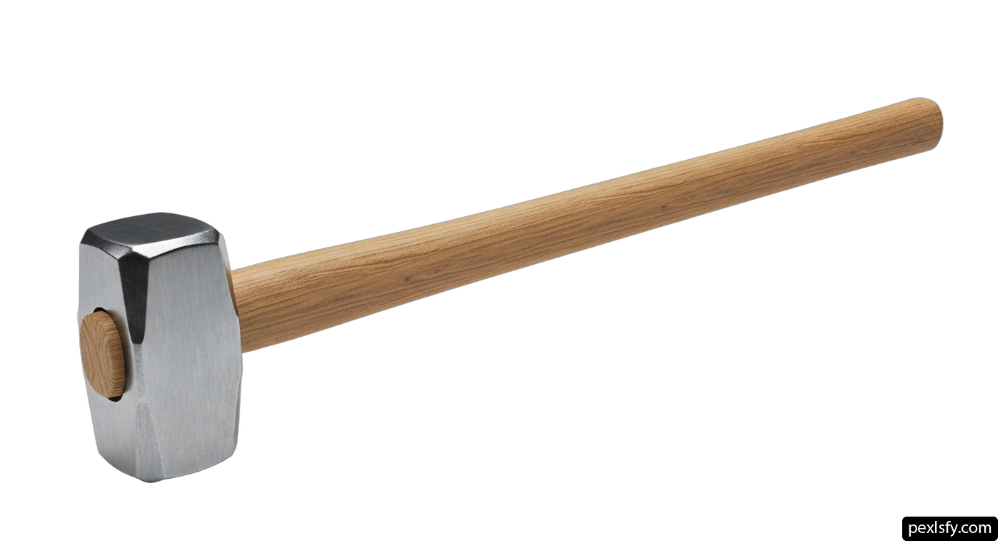 Hammer with a wooden handle on a white background png transparent background