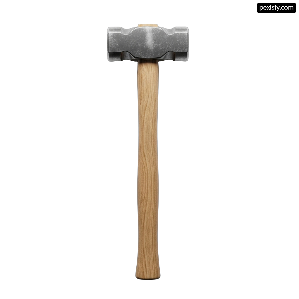 Hammer with a wooden handle on a white background png transparent background