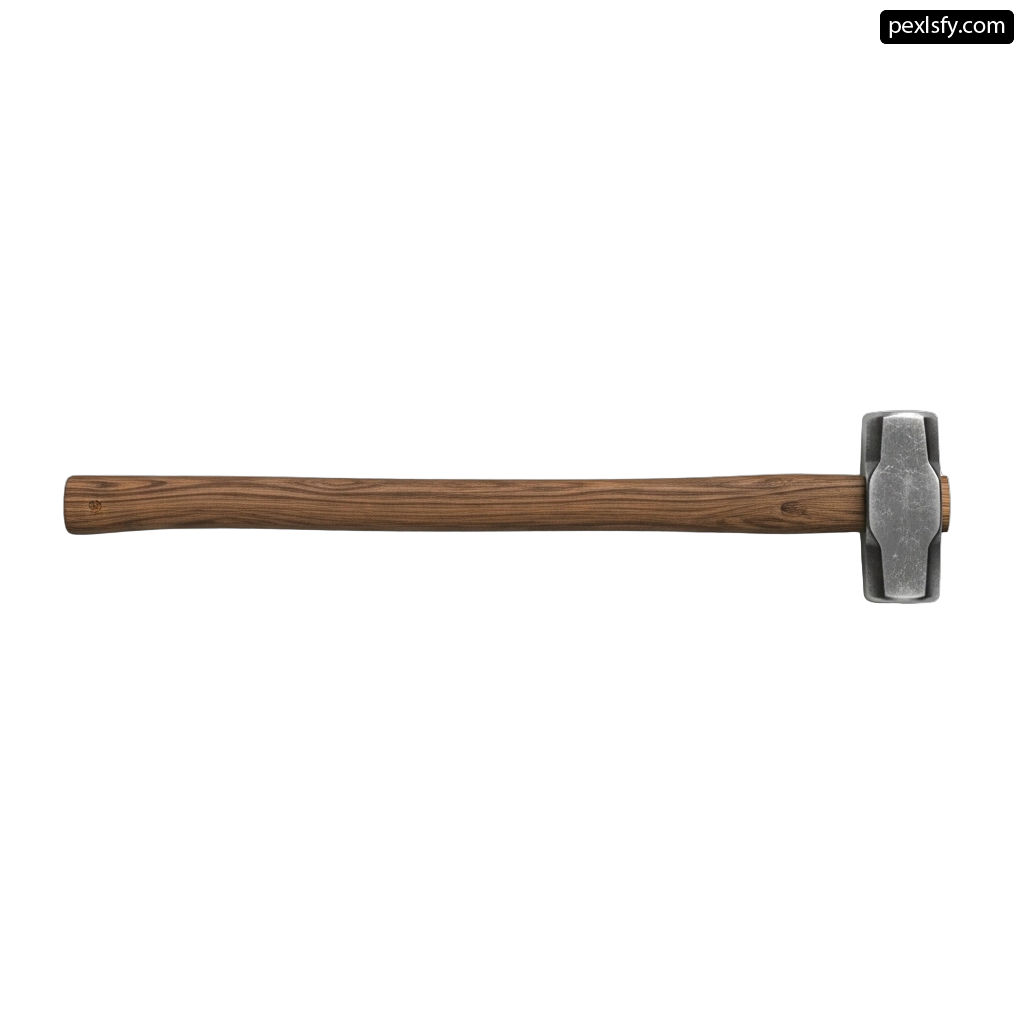 Hammer with a wooden handle on a white background png transparent background