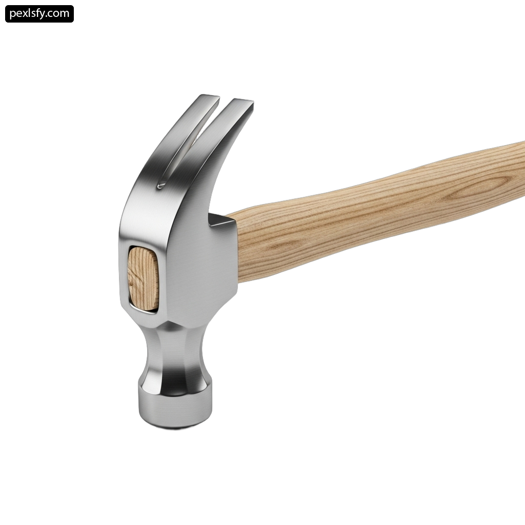 Hammer with a wooden handle on a white background png transparent background