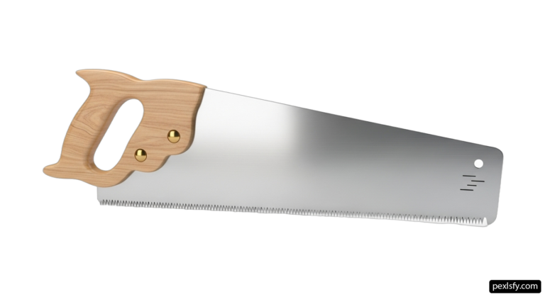 Hand saw with a wooden handle on a white background png transparent background