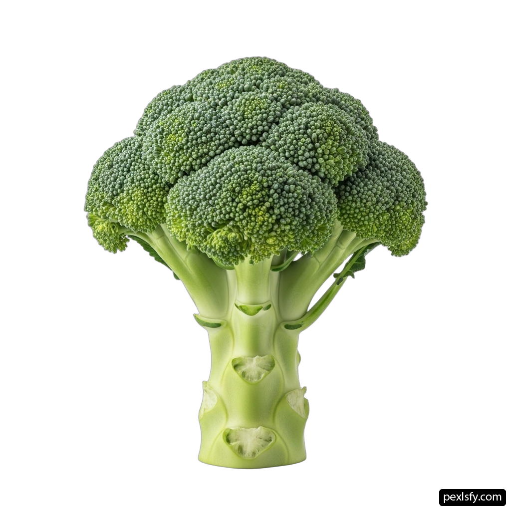 Head of broccoli on a white background png transparent background
