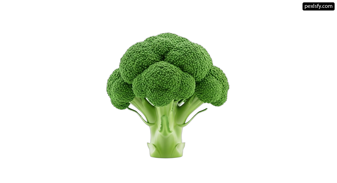 Head of broccoli on a white background png transparent background