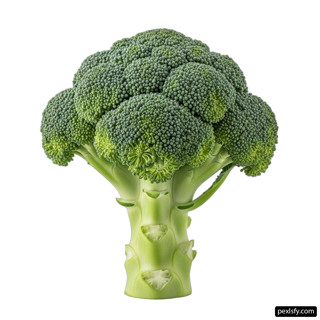 Head of broccoli on a white background png transparent background