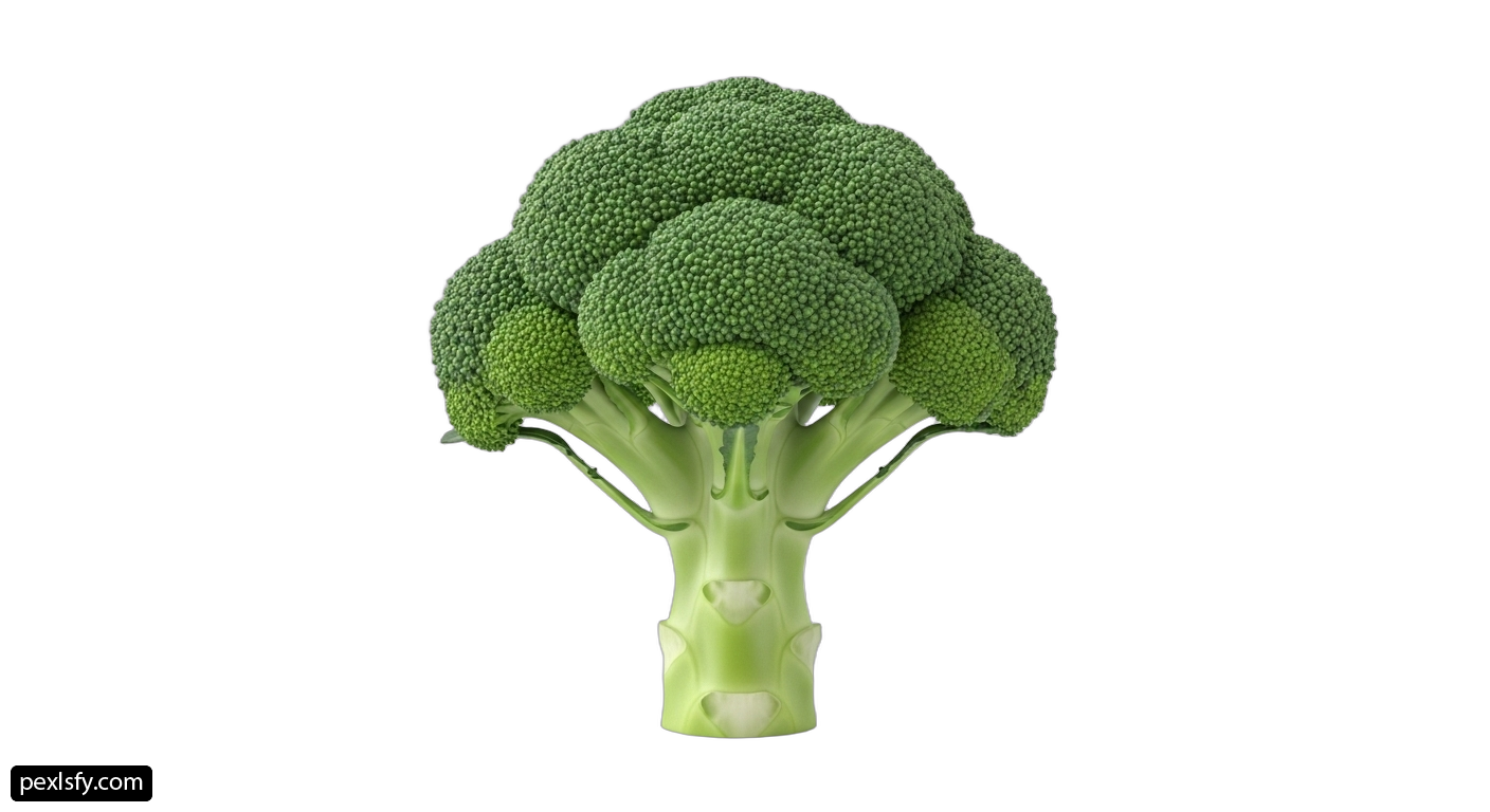 Head of broccoli on a white background png transparent background