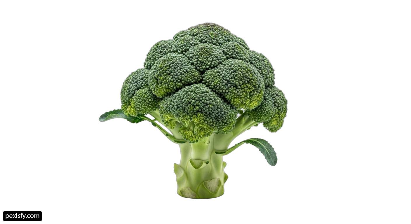 Head of broccoli on a white background png transparent background